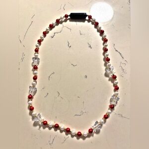 Krewe of Bacchus Light Up Chalice Red White Beads Necklace